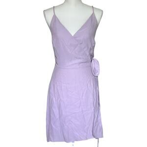 AMANDA‎ UPRICHARD V-Neck Wrap Tie Mini Dress in Lilac-Size S